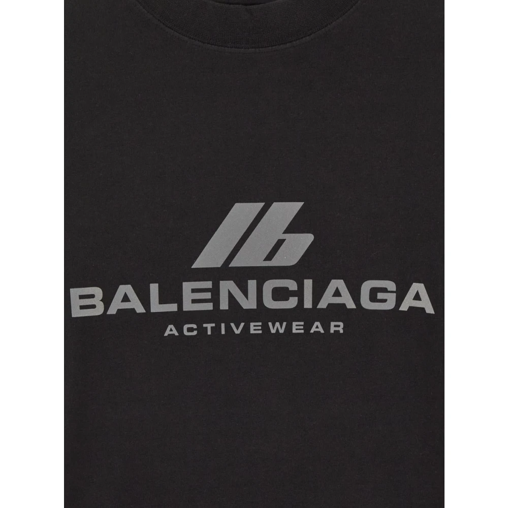 Balenciaga Katoenen Logo T-shirt Black Dames