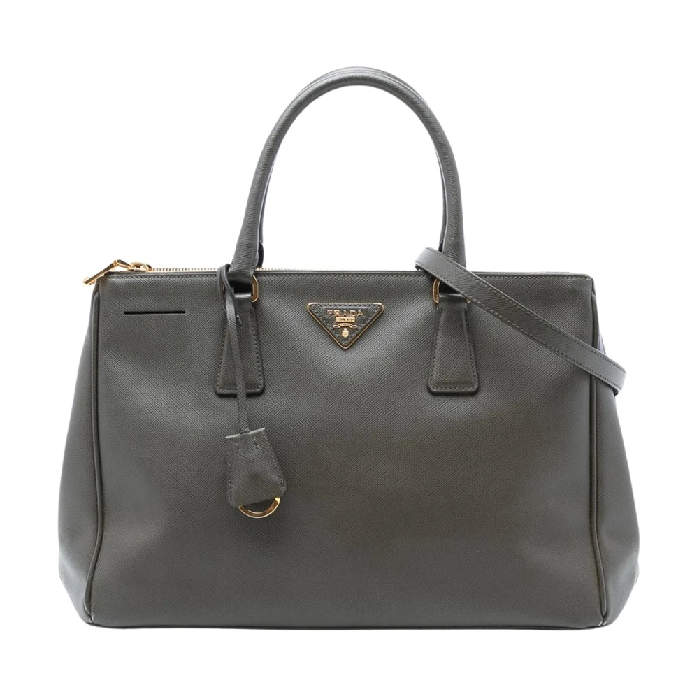 Prada Vintage Women's Gray Pre-Owned Structured Leather Satchel