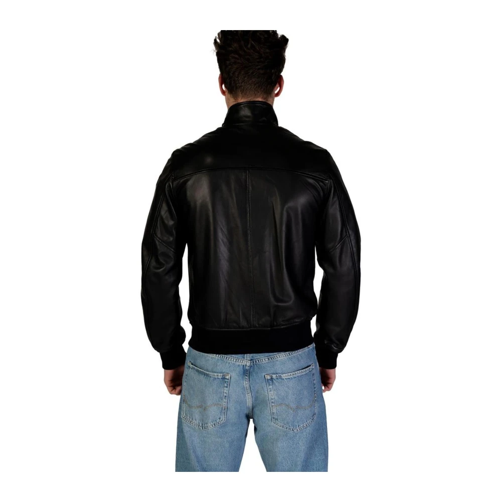 Blauer Zwarte Leren Jas Lente Zomer Collectie Black Heren