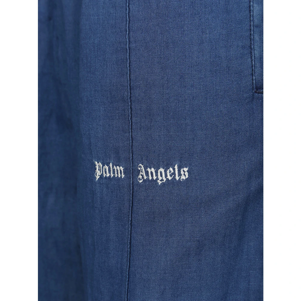 Palm Angels Chambray Track Pants Blue Dames