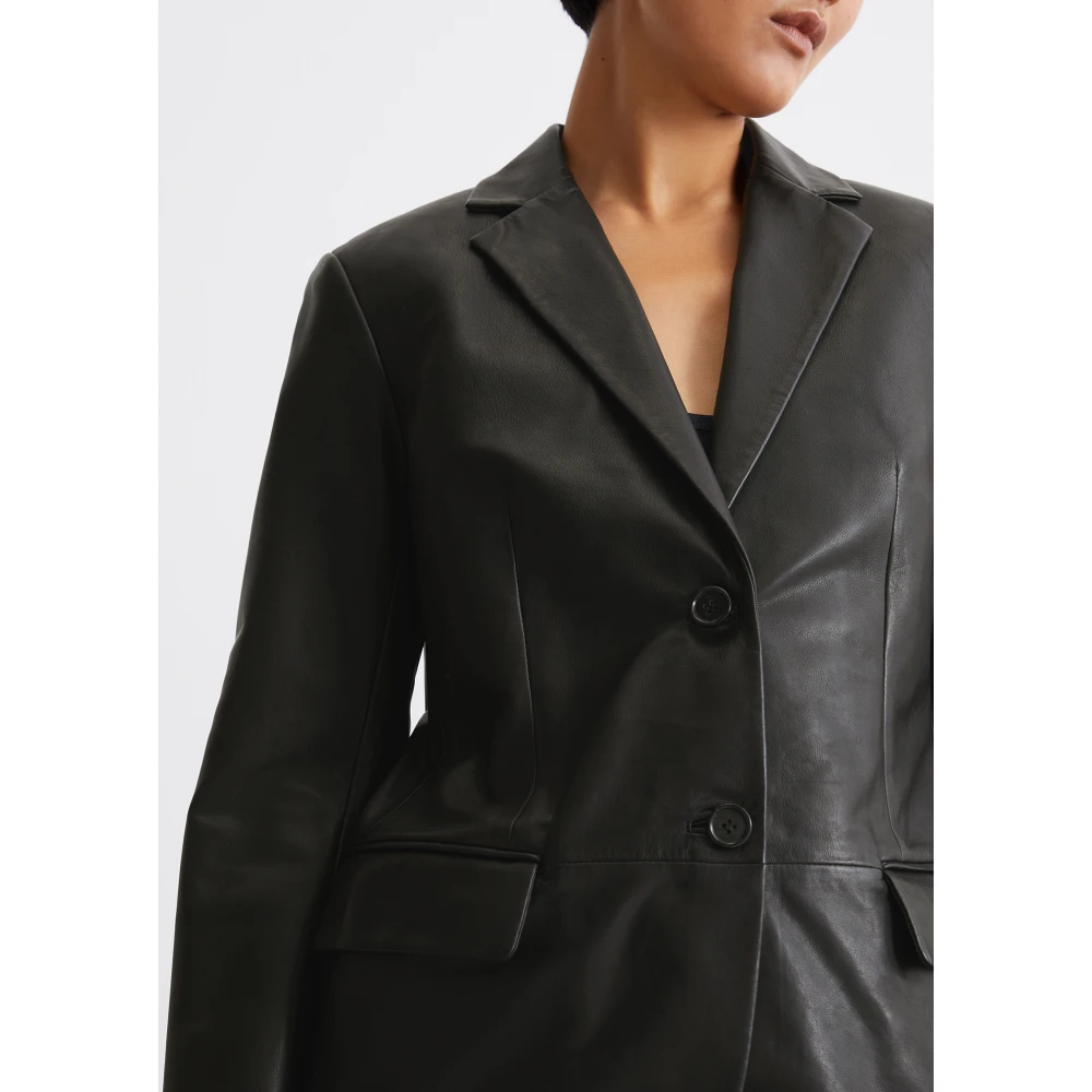 Marc O'Polo Leren blazer regular Black Dames