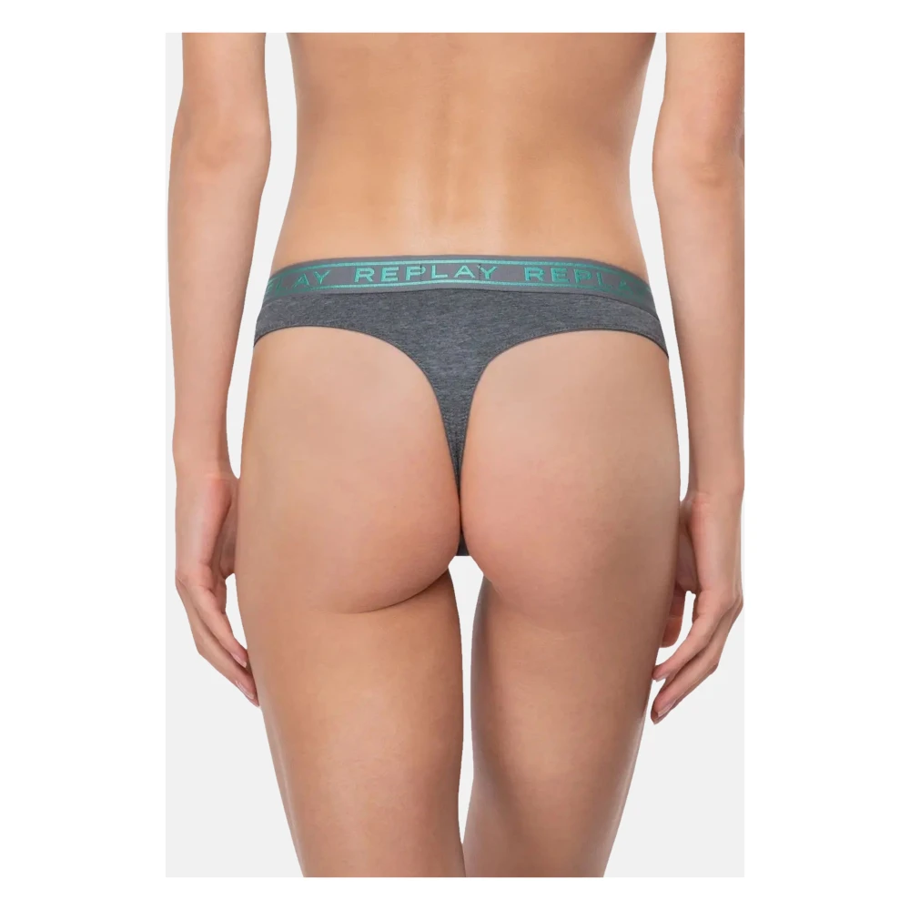 Replay Dames Logo Taille String 2-Pack Gray Dames