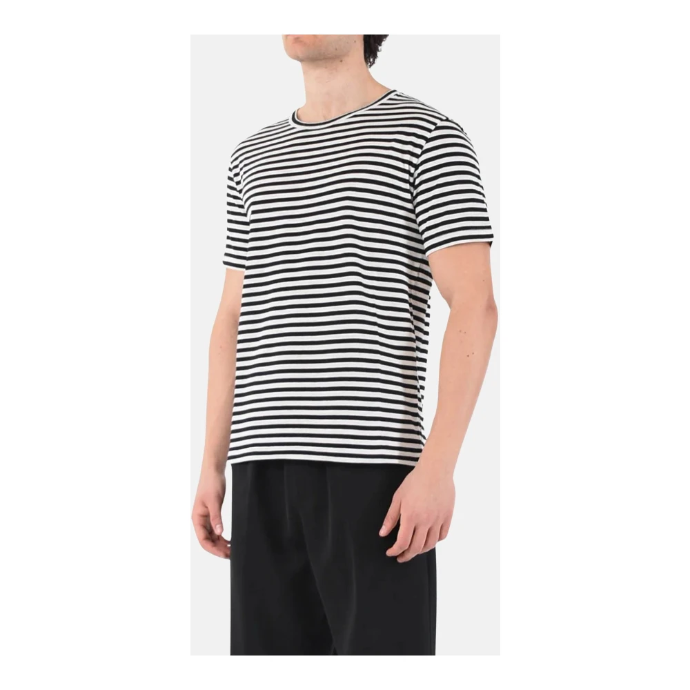Mauro Grifoni Gestreept T-shirt met ronde hals en halve mouw White Heren