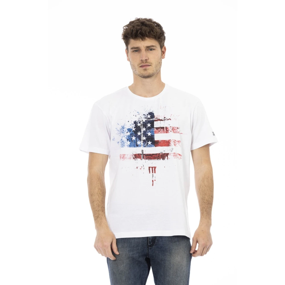 Trussardi Men's White T-Shirts, 2XL, Casual Short Sleeve Round Neck T-Shirt