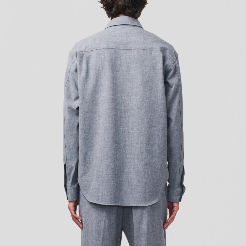 Nn07 Grijze Melange Overshirt met Logoknoppen Gray Heren