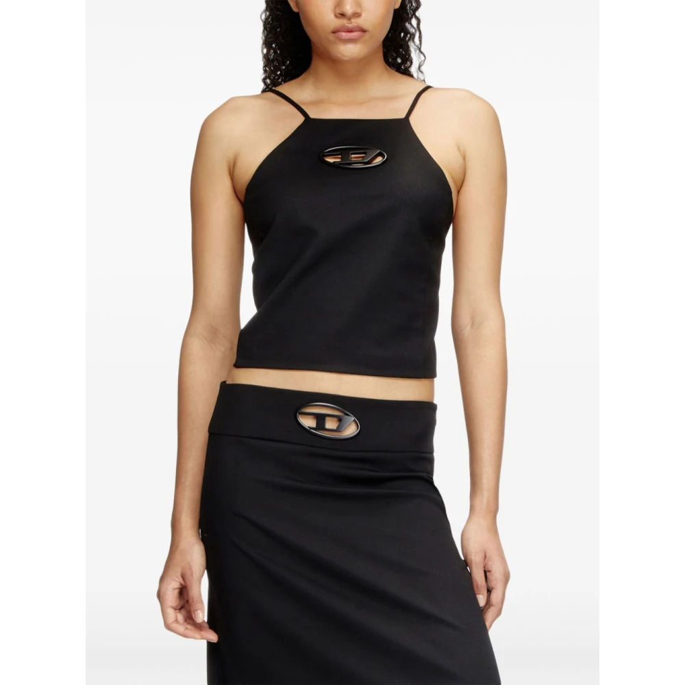 Diesel Zwarte Topwear voor Vrouwen Ss25 Black Dames