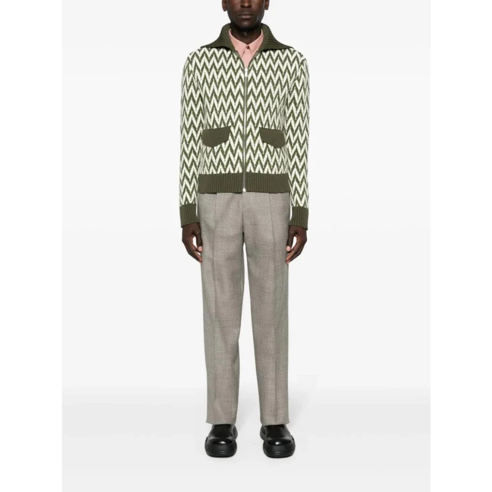 Lanvin Khaki Witte Bomberjack Green Heren
