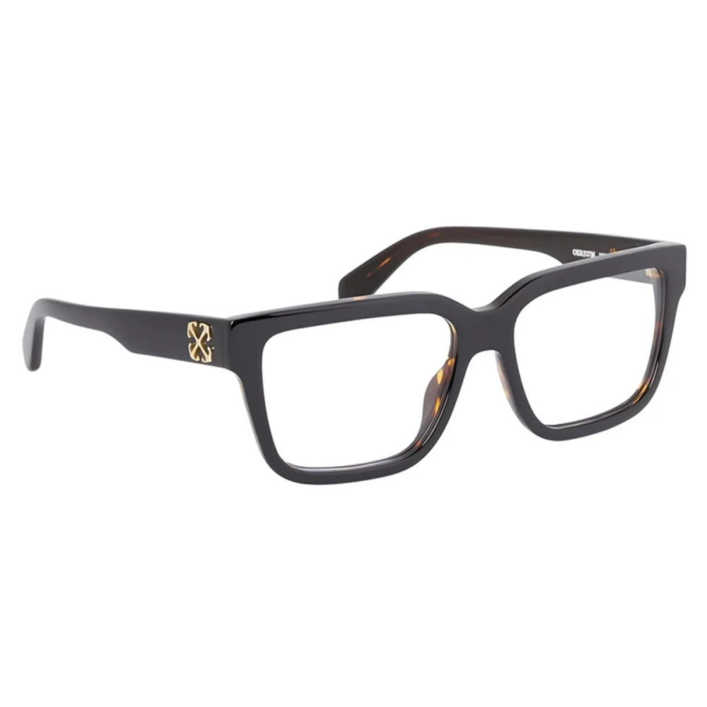 Off White Stijlvolle zwarte bril met Havana-accenten Black Unisex
