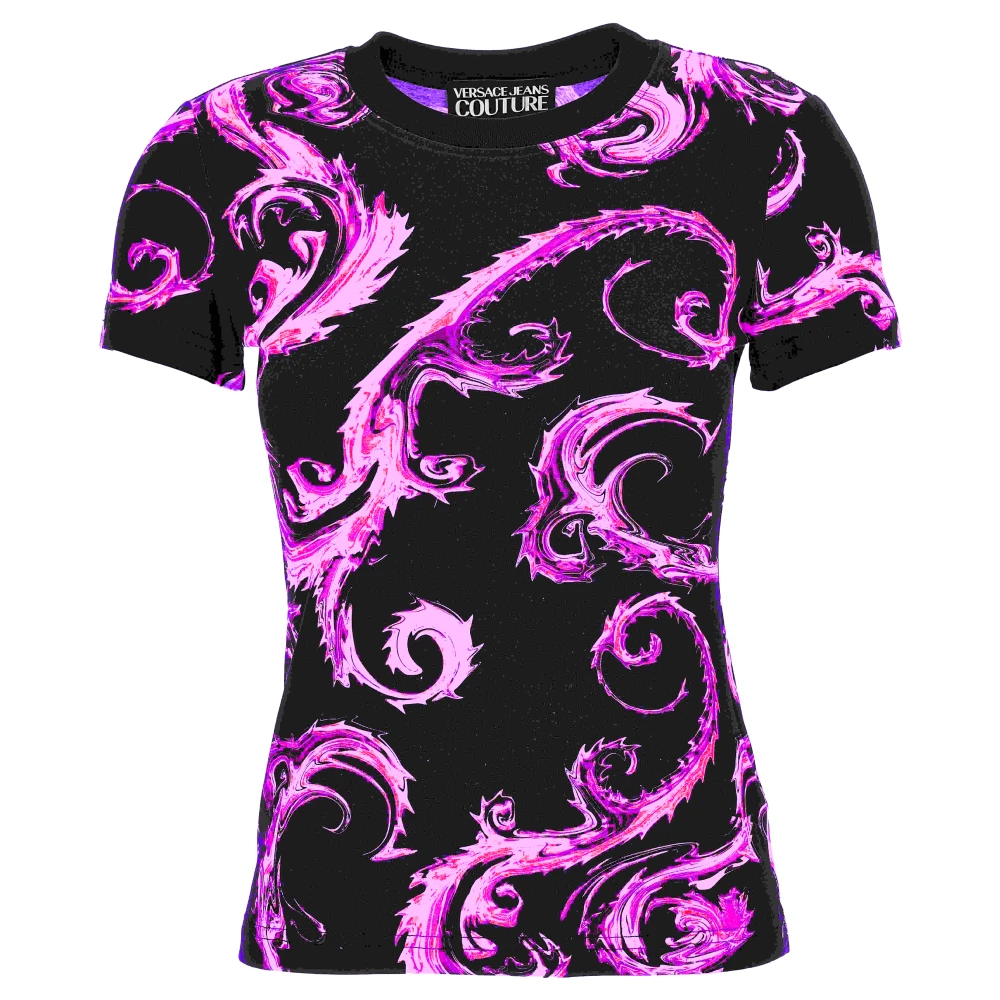 Versace Jeans Couture Zwarte T-shirt voor vrouwen Aw24 Multicolor Dames