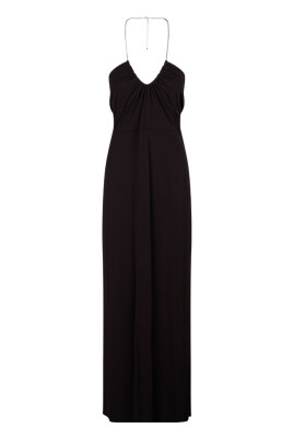 robe-noire-a-col-halter-fronce