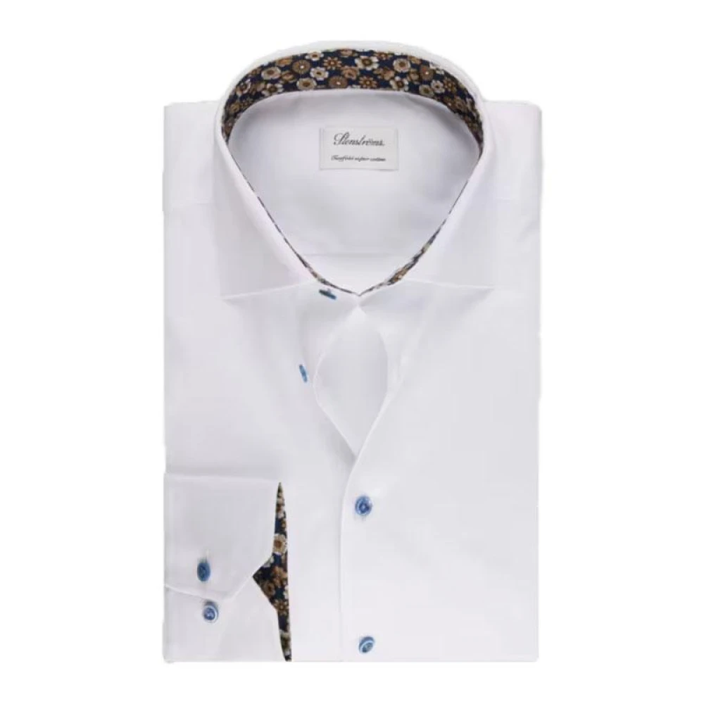 Stenströms Slimline Contrast Manchet Overhemd White Heren