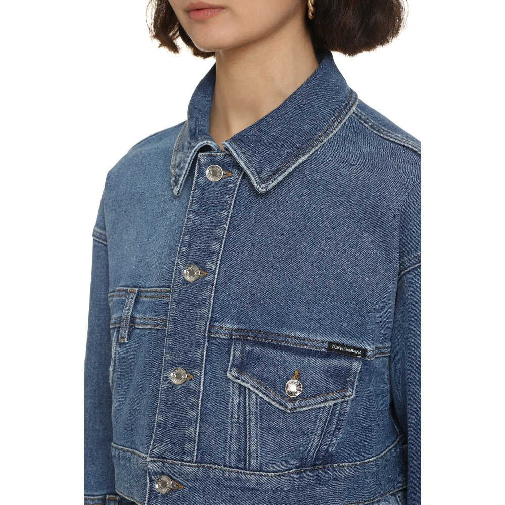Dolce & Gabbana Patchwork Cropped Denim Jack Blue Dames