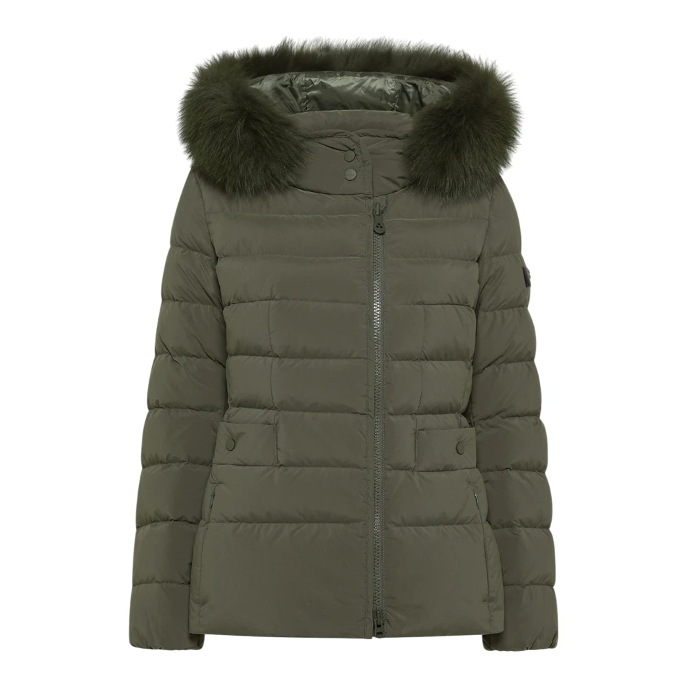 Peuterey Women's Green Down Jackets, 3XL, Turmalet Ml 06 Fur Short Down Jacket