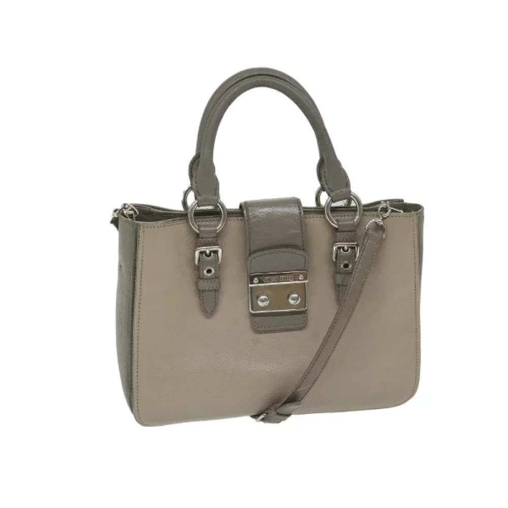 Miu Pre-owned Leather totes Gray Dames
