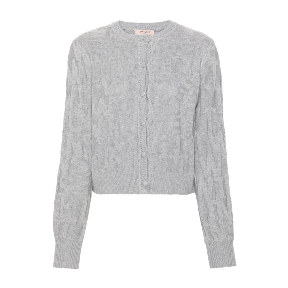 Twinset Grijze Cardigan met Monogramdetail Gray Dames