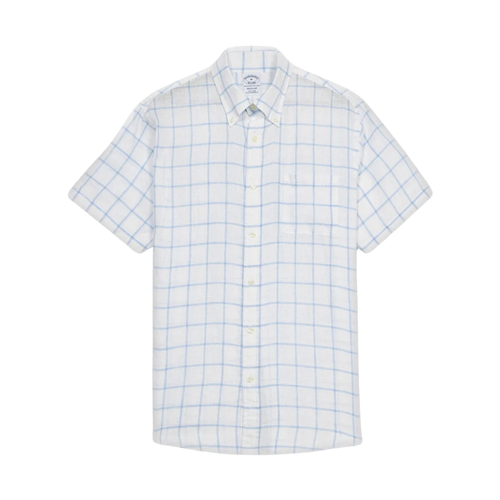 Brooks Brothers Wit Overhemd van Wit Linnen met Knoop-Down Kraag White Heren