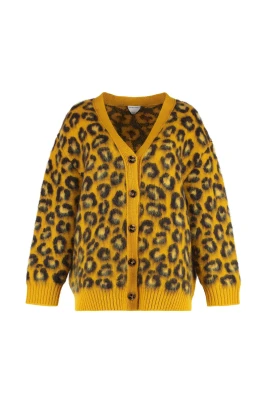 Leopardmönstrad kofta i mohairmix