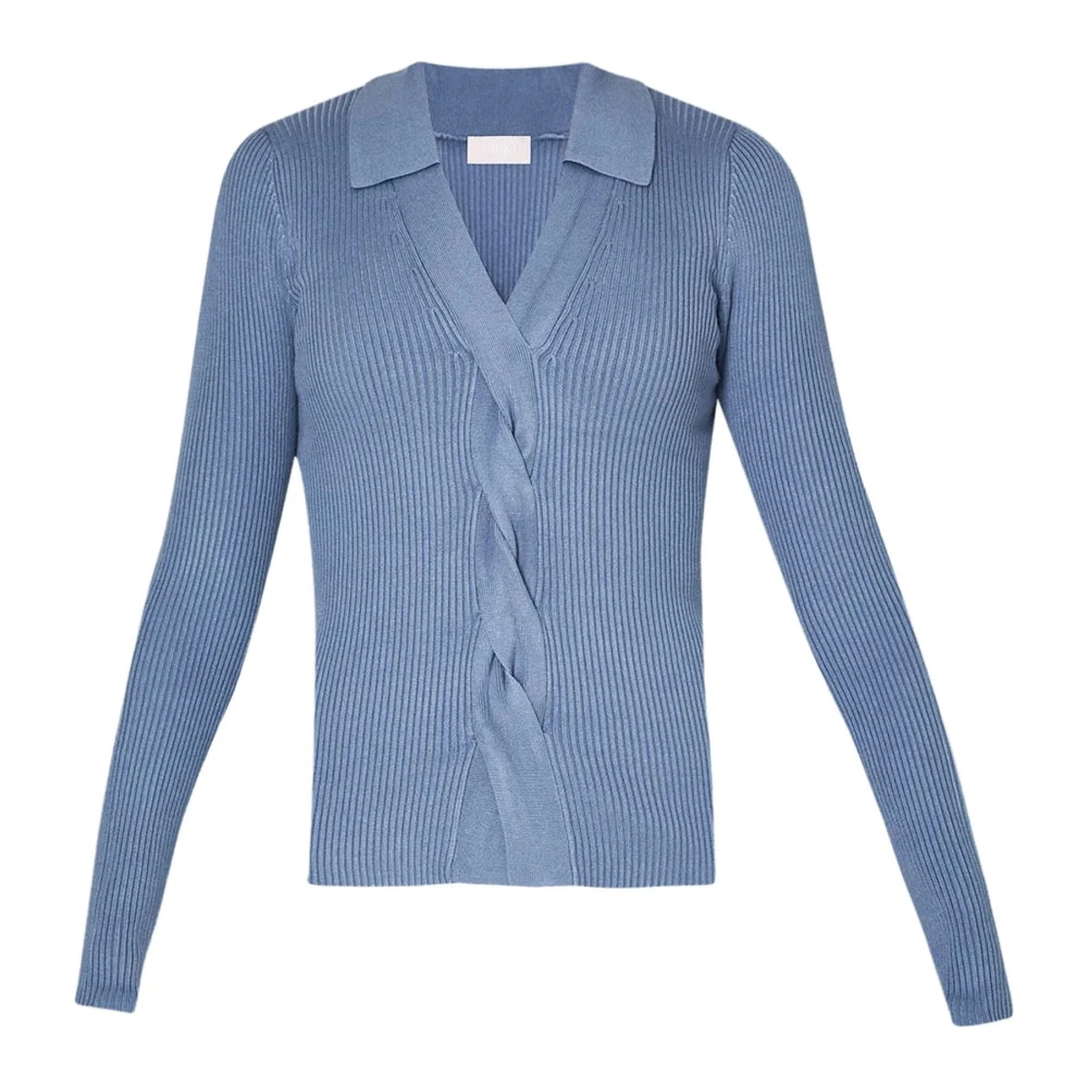 Liu Jo Lichtblauwe Trui Elegant V-Hals Blue Dames