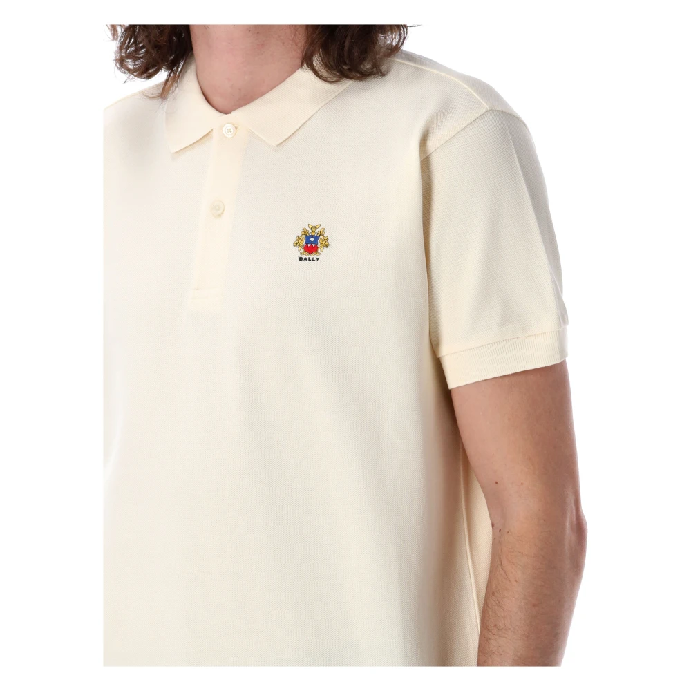 Bally Katoenen poloshirt met geborduurd wapen White Heren