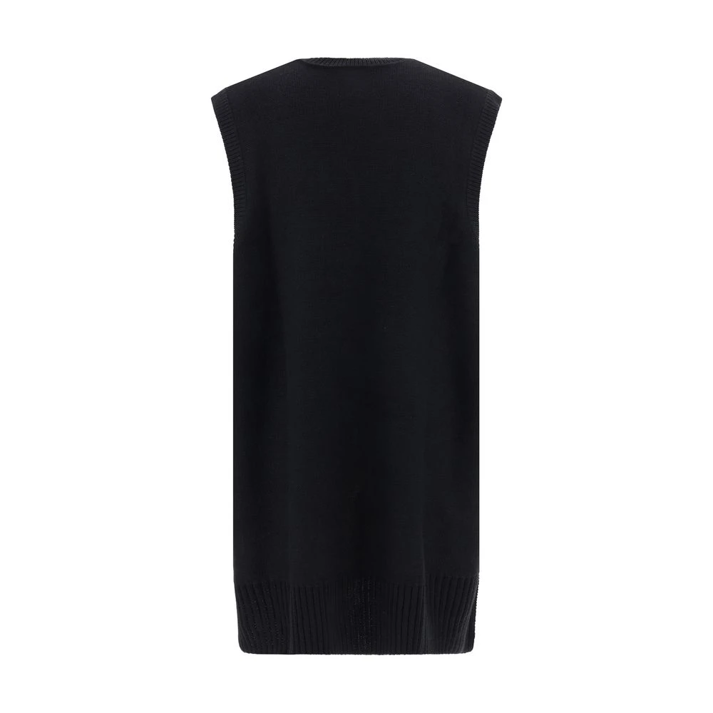 MM6 Maison Margiela Mouwloze Wollen Minijurk met Cut-out Details Black Dames
