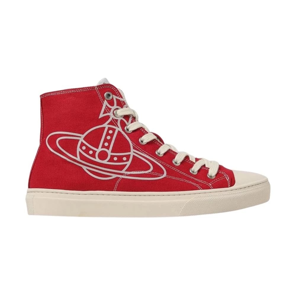 Vivienne Westwood Men's Red Orb Hightop Canvas Trainers - Sneakers - 8 Uk - Shoes