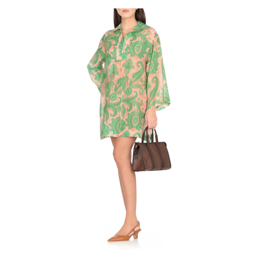 ETRO Roze Paisley Kraag Jurk voor Vrouwen Multicolor Dames