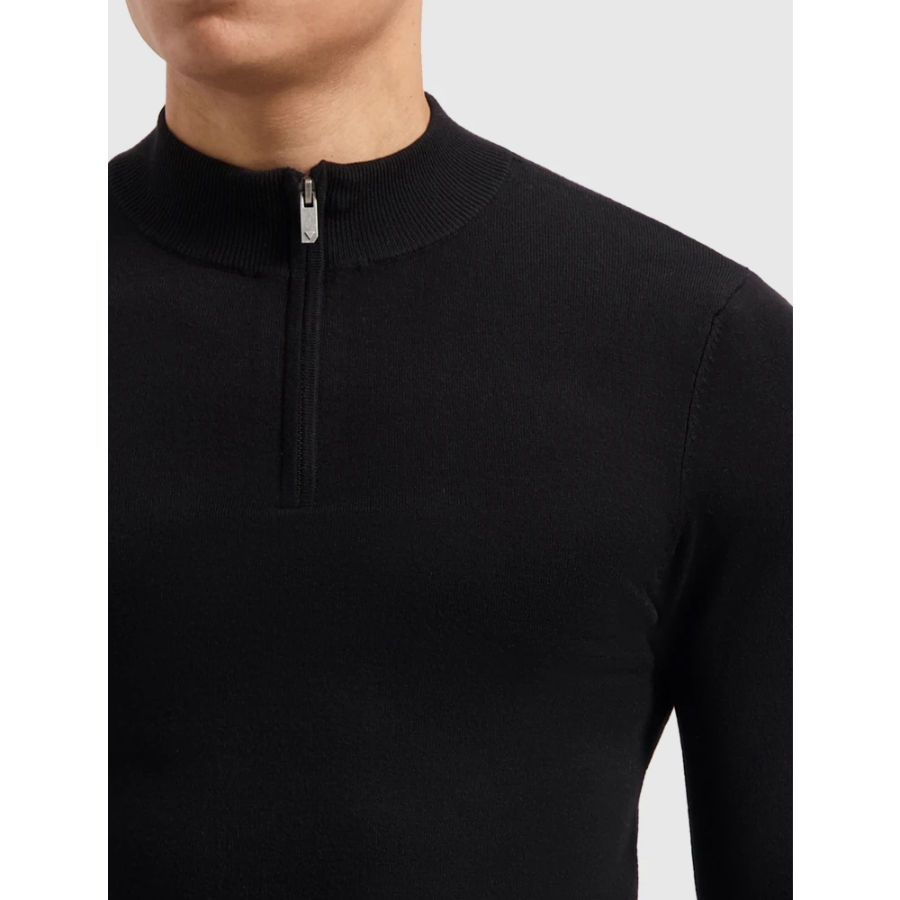 Pure Path Essentiële Gebreide Half-Zip Trui Black Heren