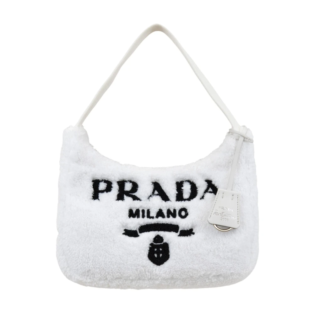 Prada Women's White Stylish Handbag With Zipper Closure