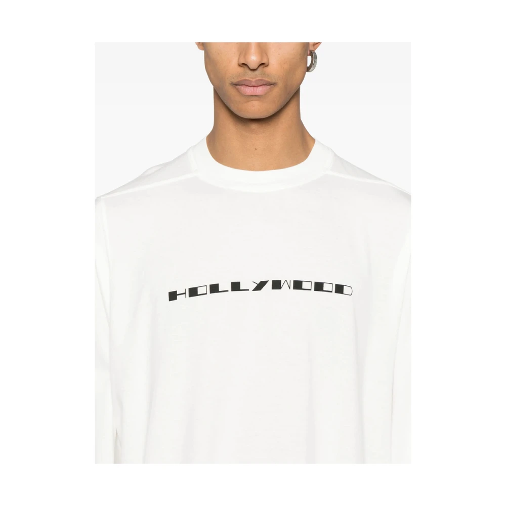 Rick Owens Donkere Schaduw Slogan Print T-shirt White Heren