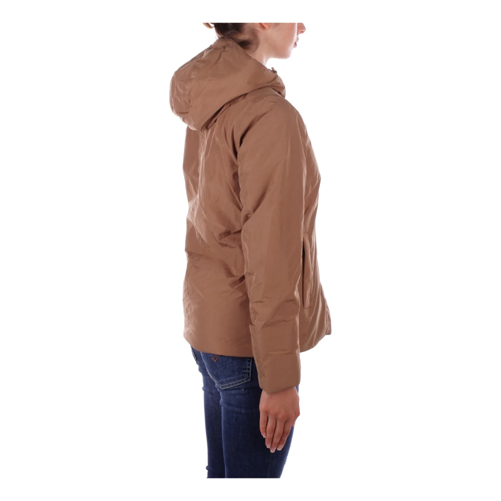 K-way Hooded jas met voorlogo rits Brown Dames