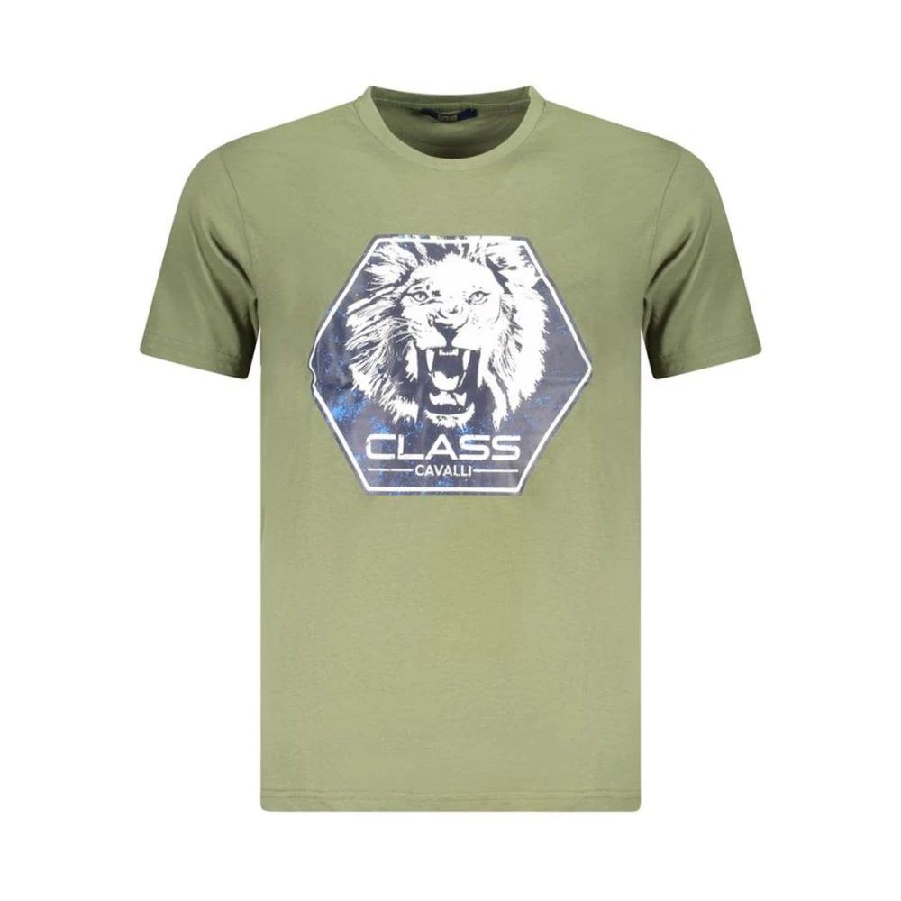 Cavalli Class Men's Green Graphic Lion Tee
