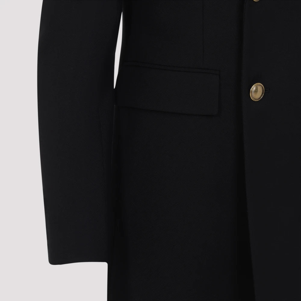 Saint Laurent Zwarte Wollen Jas Elegante Stijl Black Dames