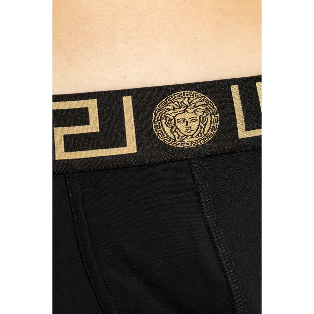 Versace Twee-pack boxershorts met logo Black Heren