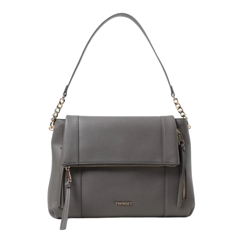 Twinset Grijze Schoudertas met Ritssluiting Gray Dames