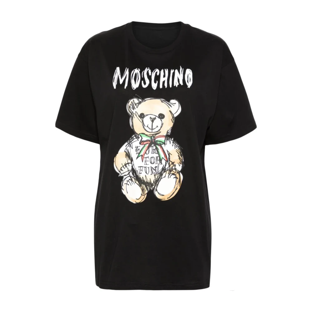 Moschino Zwarte Logo Print Teddy Bear T-shirts en Polos Black Dames