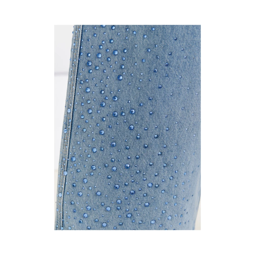 Essentiel Antwerp Hoge taille wijde pijp jeans met strass Blue Dames