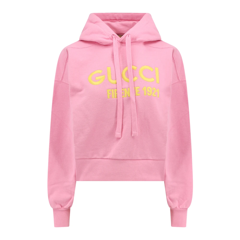 Gucci Roze Sweatshirt met Capuchon en Borduursel Pink Dames
