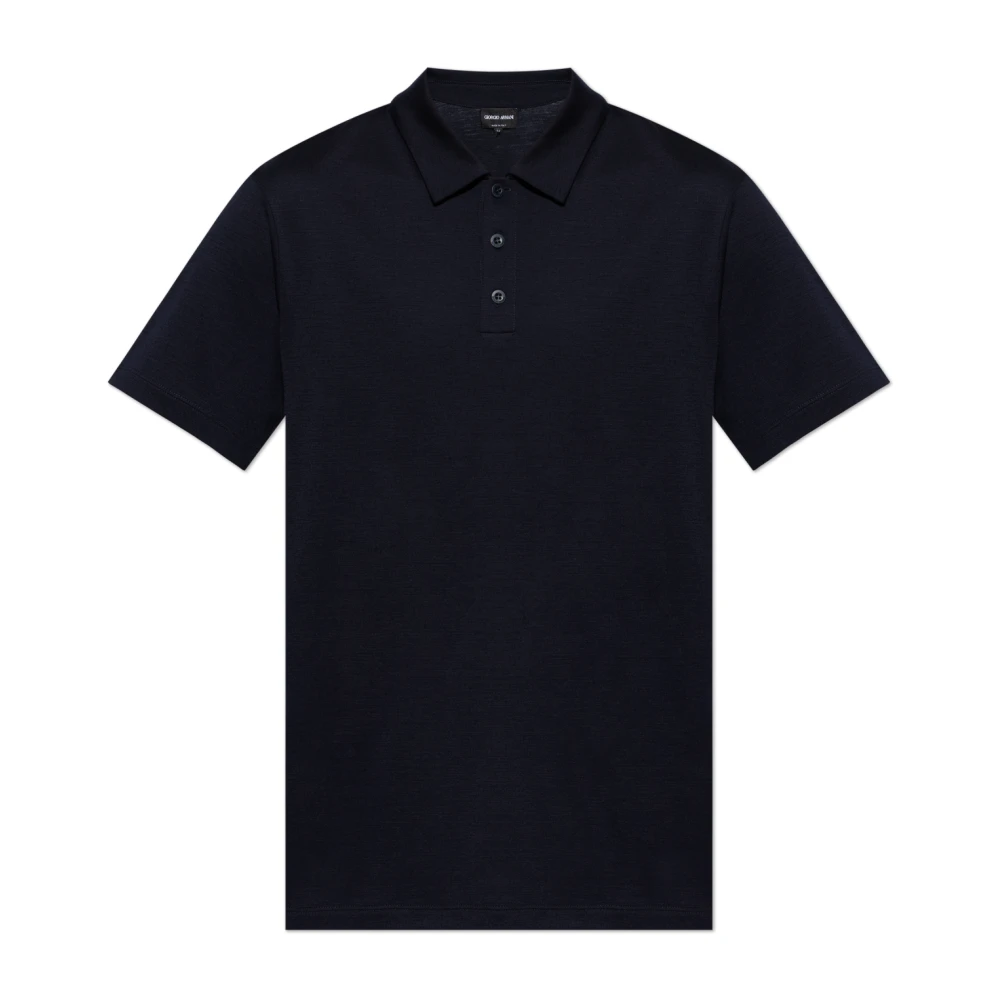 Giorgio Armani Wollen Polo Blue Heren