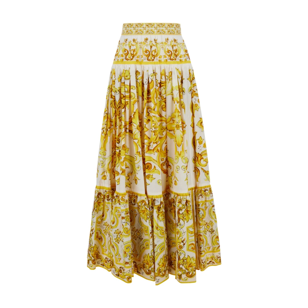 Dolce & Gabbana Gele Maiolica Lange Rok Yellow Dames