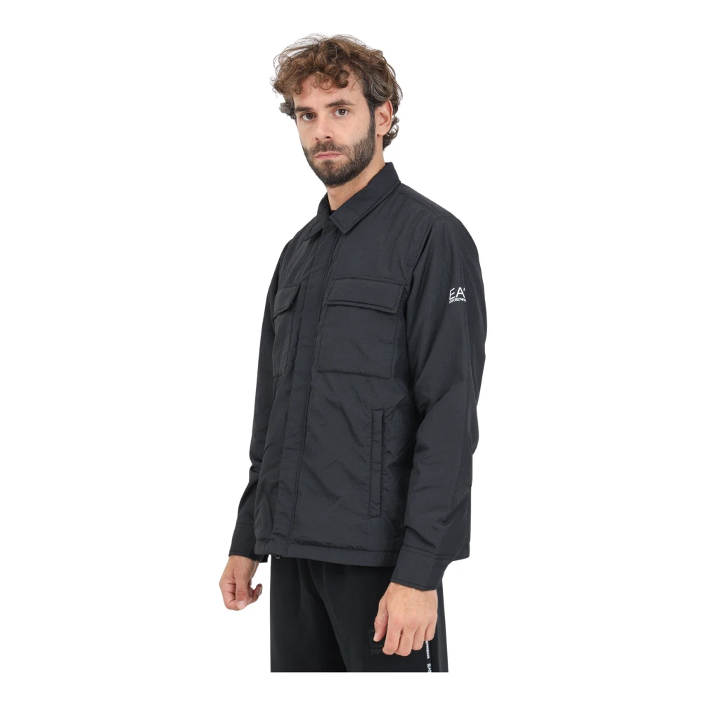 Emporio Armani EA7 Zwarte Pufferjas met Logoprint Black Heren
