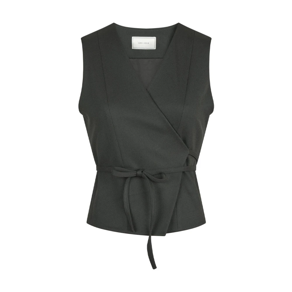 NEO NOIR Twill Wrap Waistcoat Black Dames