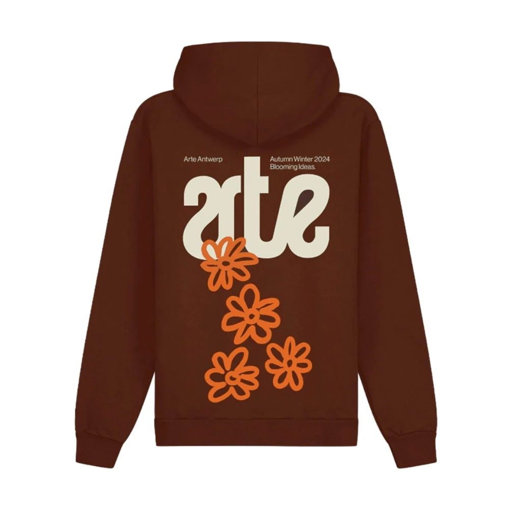 Arte Antwerp Bruin Katoen Blooming Ideas Hoodie Brown Heren