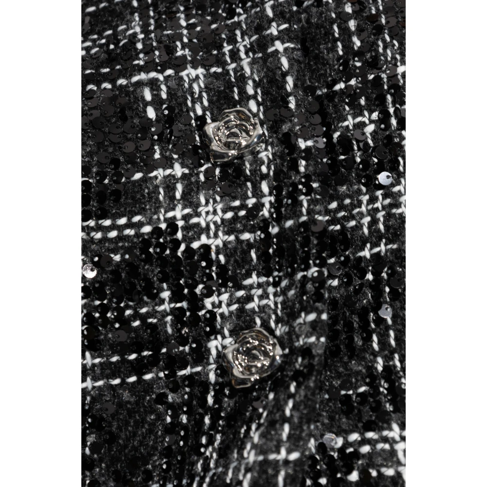 Rotate Birger Christensen Tweed Blazer met Glanzende Applicaties Black Dames