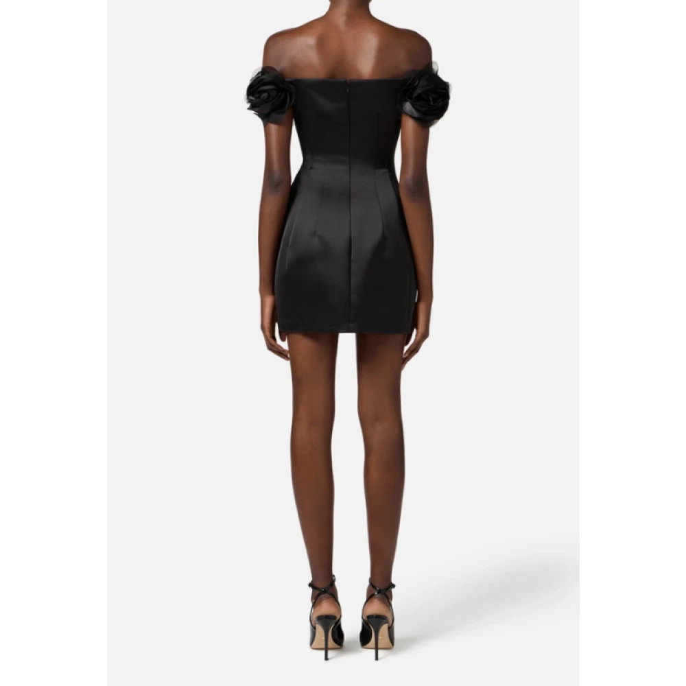 Elisabetta Franchi Zwarte Hertogin Jurk met Open Schouders Black Dames