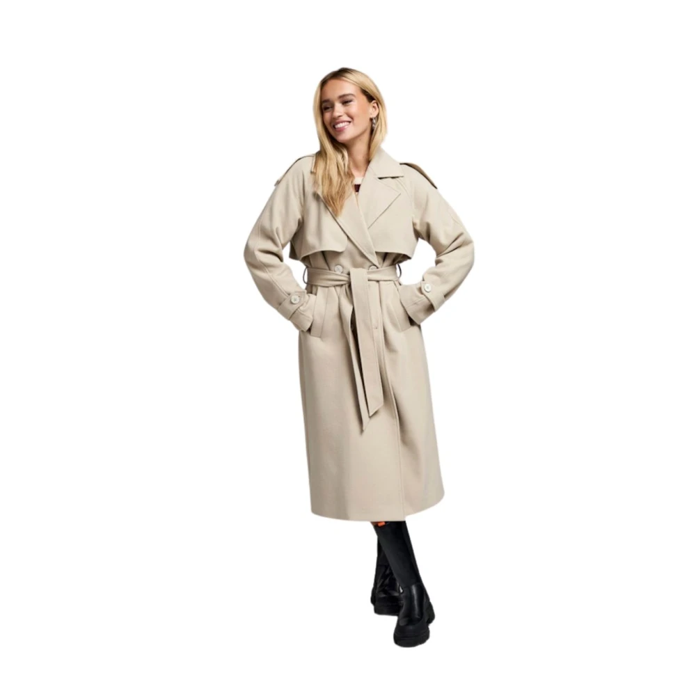 Only Stijlvolle Trenchcoat voor Vrouwen Beige Dames