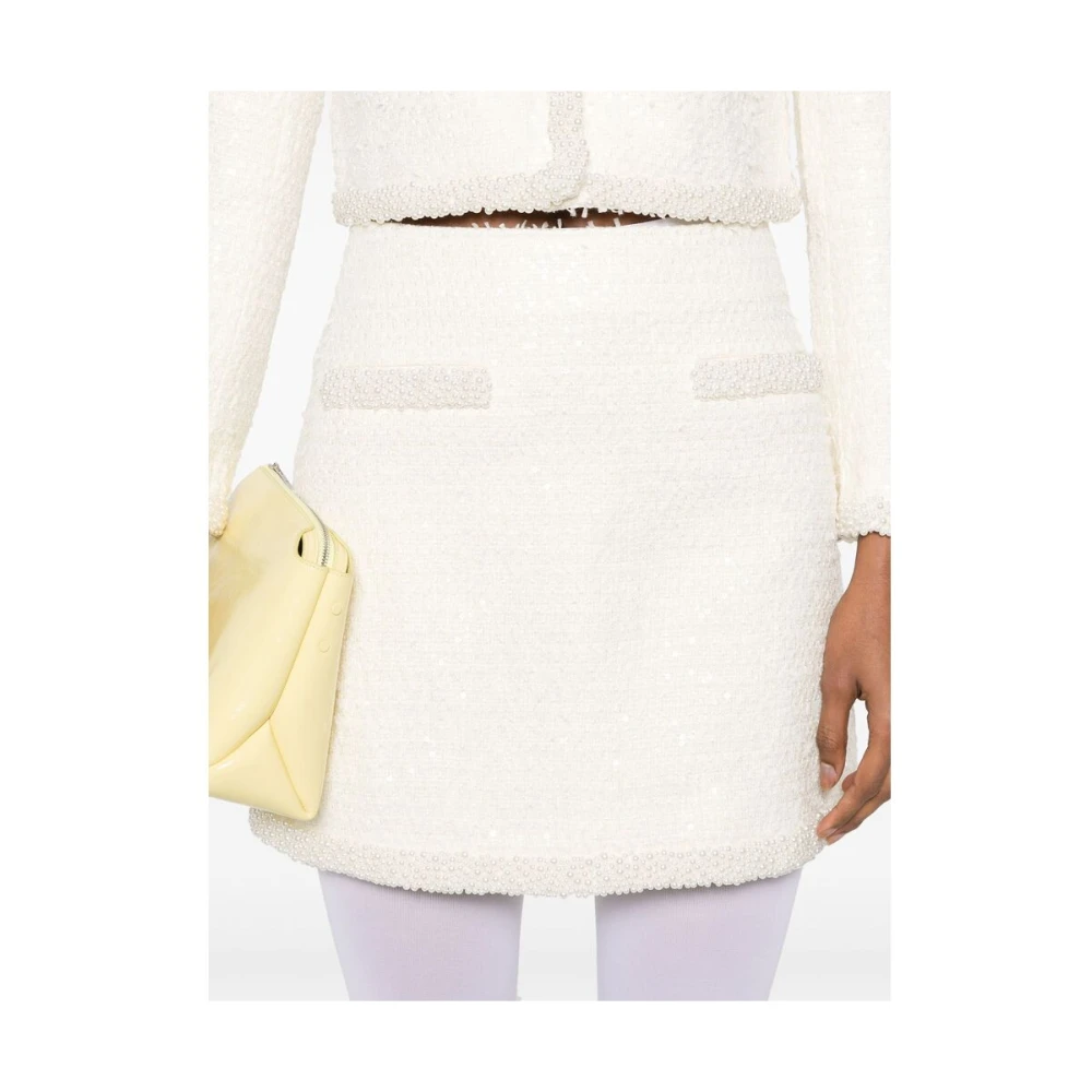 Self Portrait Pailletversierde Witte Rok White Dames