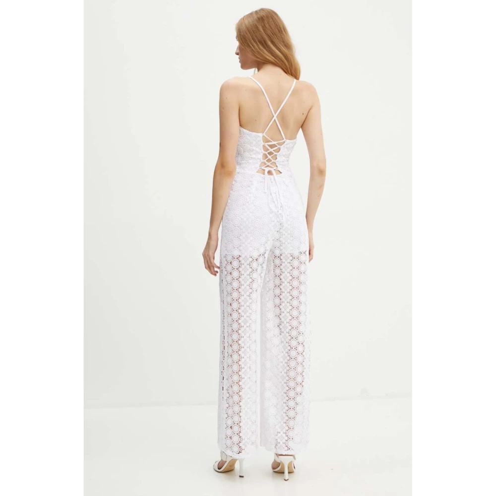 Guess Witte kant jumpsuit geborduurd White Dames