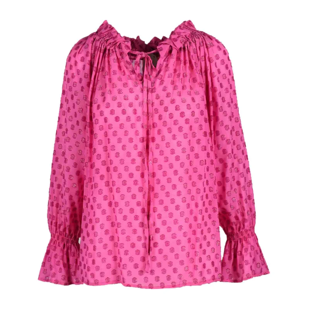 L'Autre Chose Metallic Viscose Blouse Pink Dames