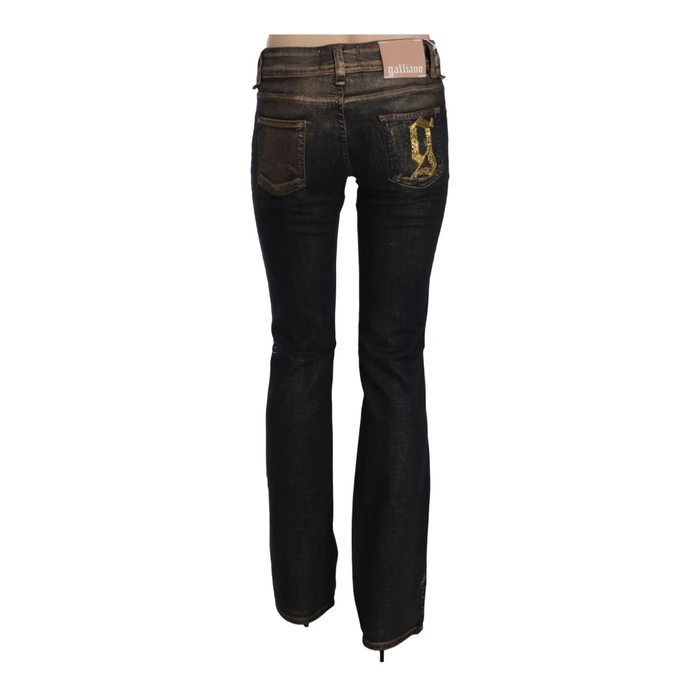 John Galliano Flared Denim met Flatterende Taille in Zwart Black Dames