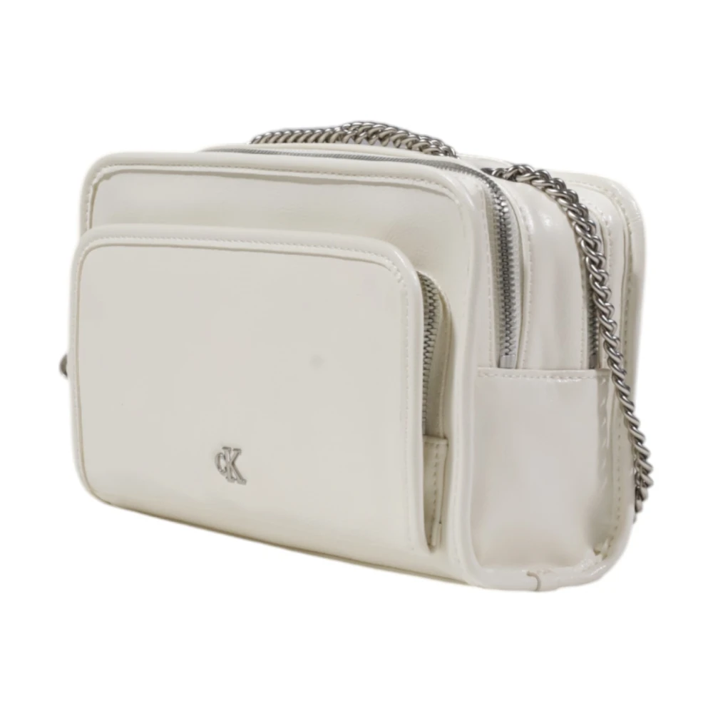 Calvin Klein Witte Rits Schoudertas Lente Zomer Vrouwen White Dames
